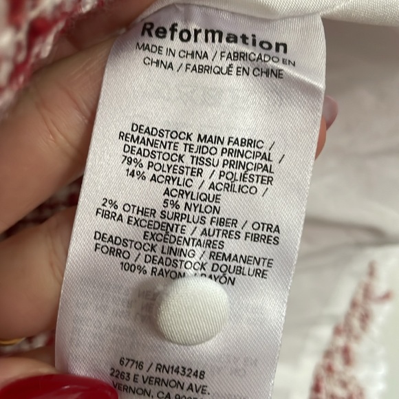 NWT Anabella Dress Reformation Red and White checkered Size 0 - Picture 10 of 12